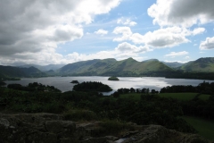 The sun breaks through the clouds over Derwent Water