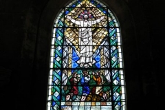 The stained glass window in the chapel's sacristy