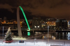Glowing green: the Gateshead Millennium bridge