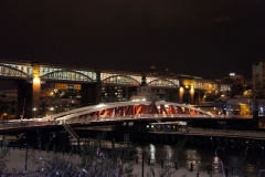 Newcastle swing bridge at night