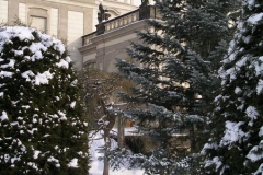 Snow covers the peaceful Zahrada na baště