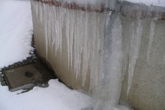 Icicles hang in the cold on Petřín