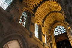The carved barrel-vaulted roof of the choir