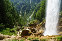 Behind the waterfall